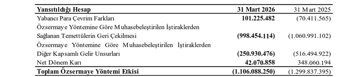 Toplam Özsermaye Yöntemi Etkisi